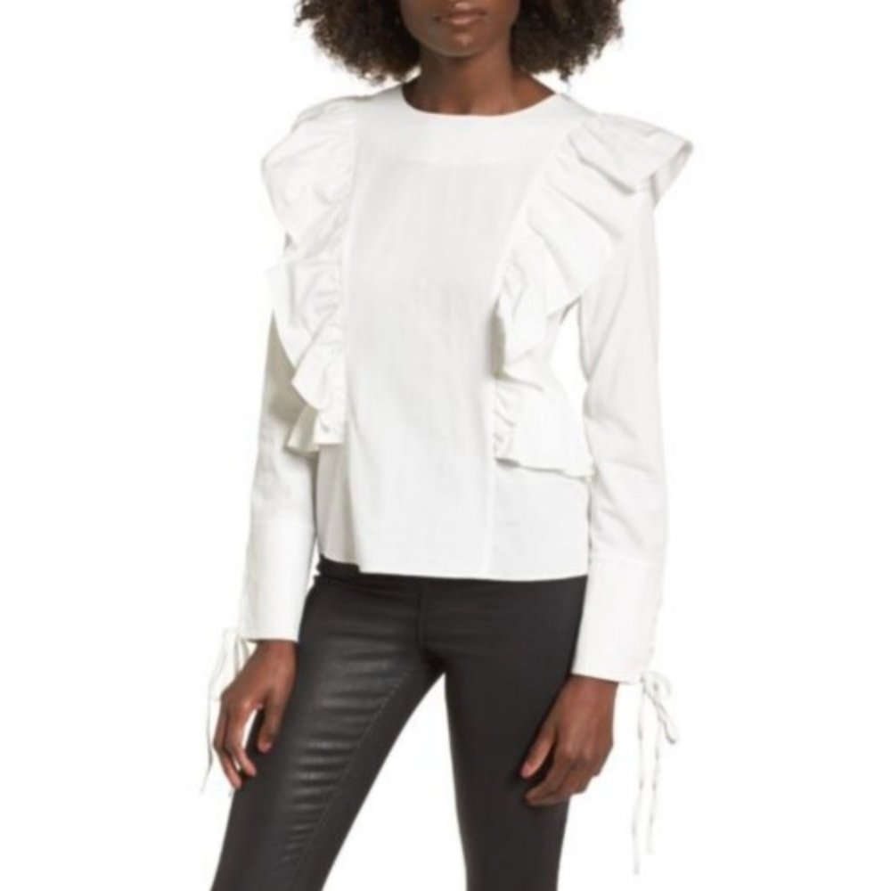 J.O.A. Anthropologie Ruffle Front Top
